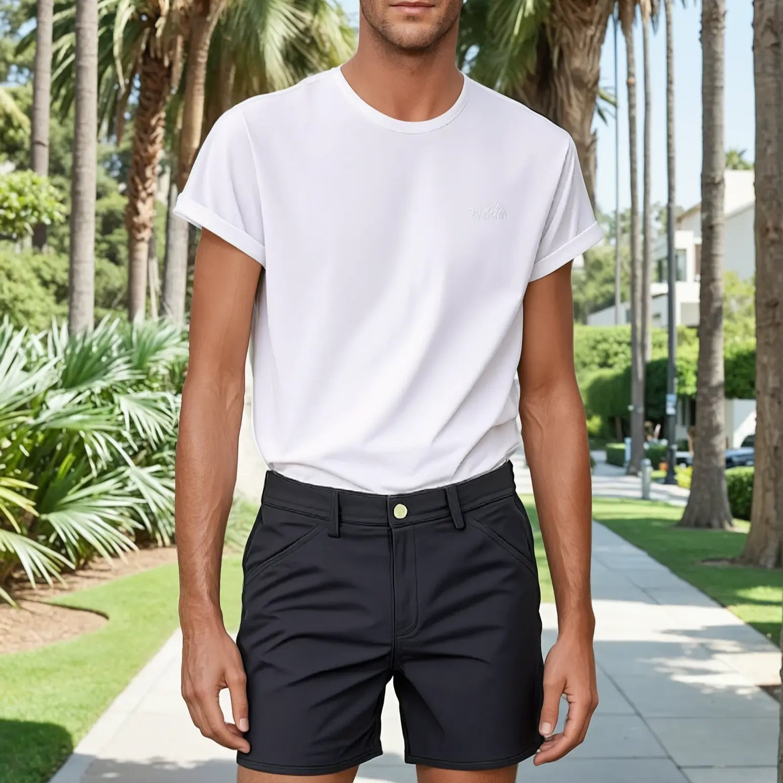Everyday Stretch Shorts with  a Comfortable Built-In Liner - Business Casual Style- Black LEVINAS® Official Shorts  MagnoliaCottonCo.