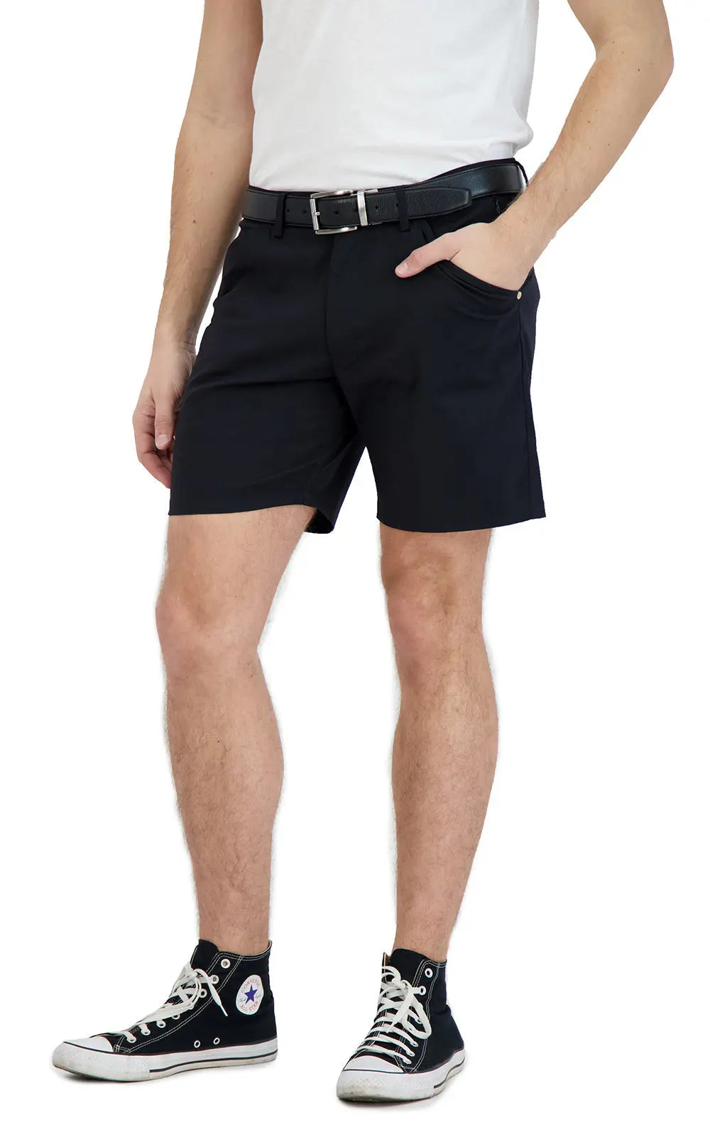 Everyday Stretch Shorts with  a Comfortable Built-In Liner - Business Casual Style- Black LEVINAS® Official Shorts  MagnoliaCottonCo.