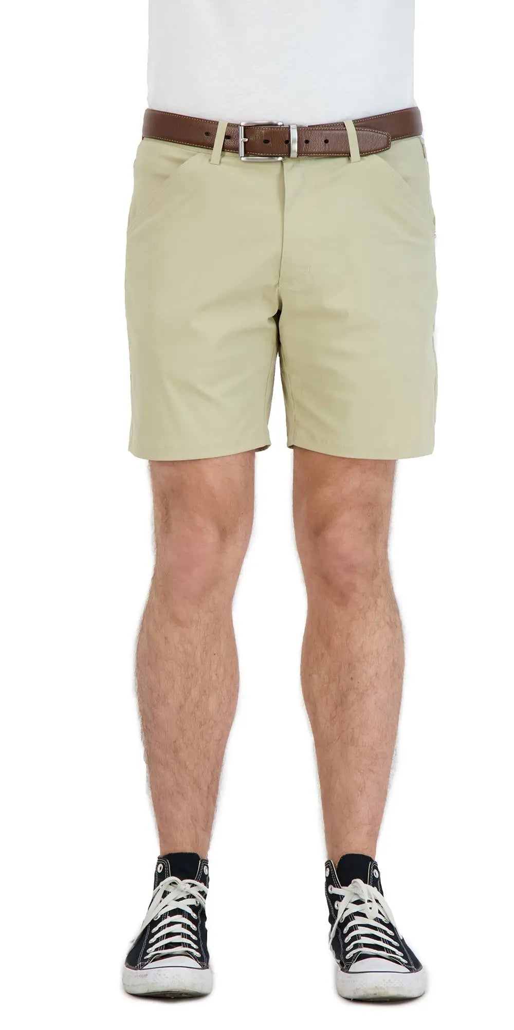 Everyday Stretch Shorts with  a Comfortable Built-In Liner - Business Casual Style- Khaki LEVINAS® Official Shorts  MagnoliaCottonCo.