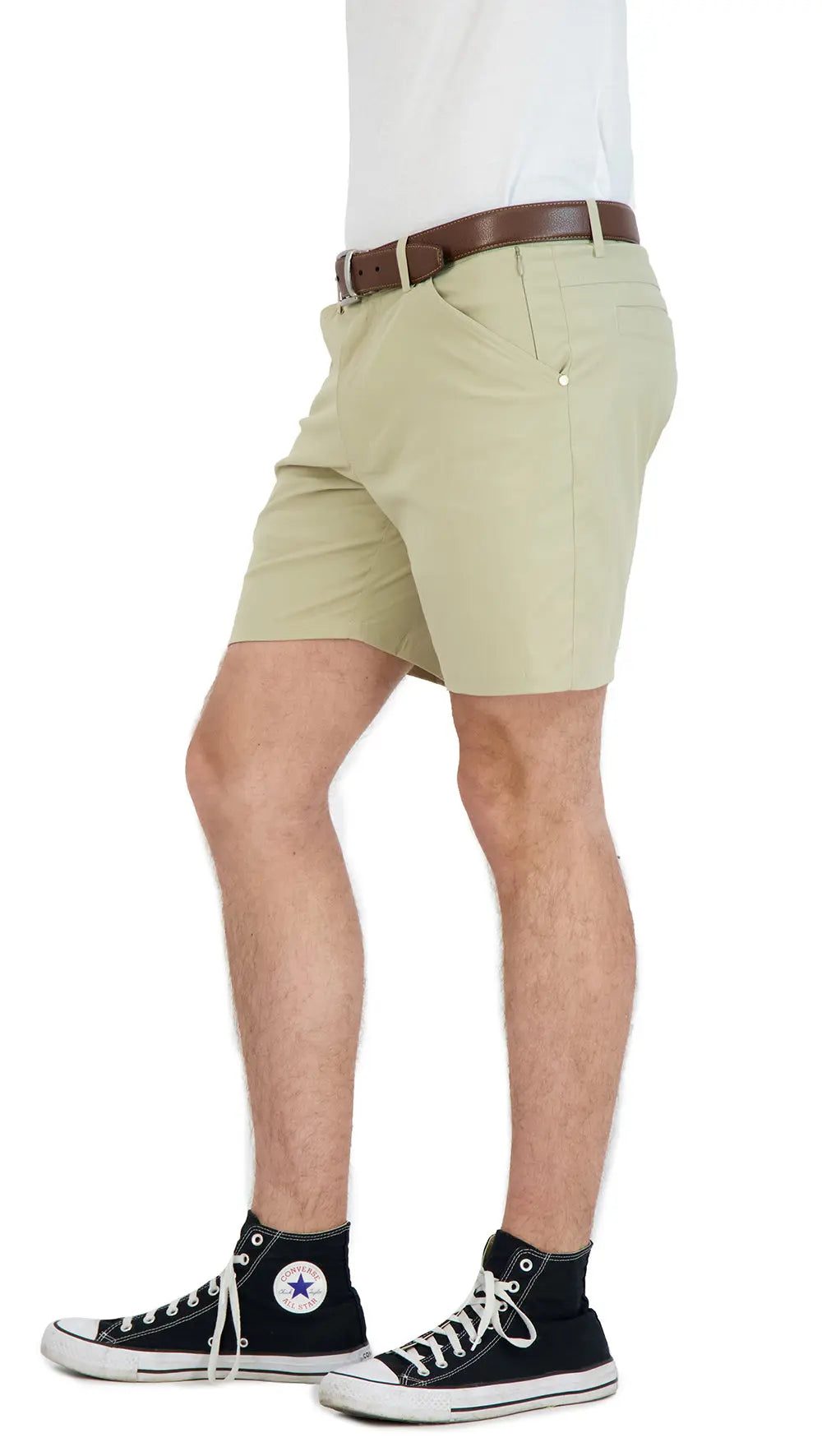 Everyday Stretch Shorts with  a Comfortable Built-In Liner - Business Casual Style- Khaki LEVINAS® Official Shorts  MagnoliaCottonCo.