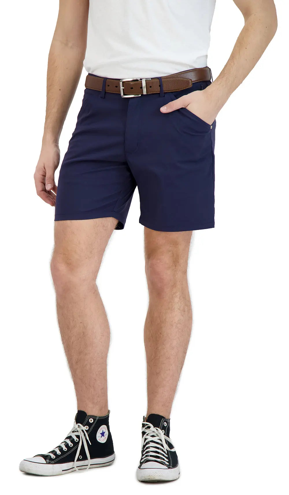 Everyday Stretch Shorts with a Comfortable Built-In Liner- Business Casual Style- Navy LEVINAS® Official Shorts  MagnoliaCottonCo.