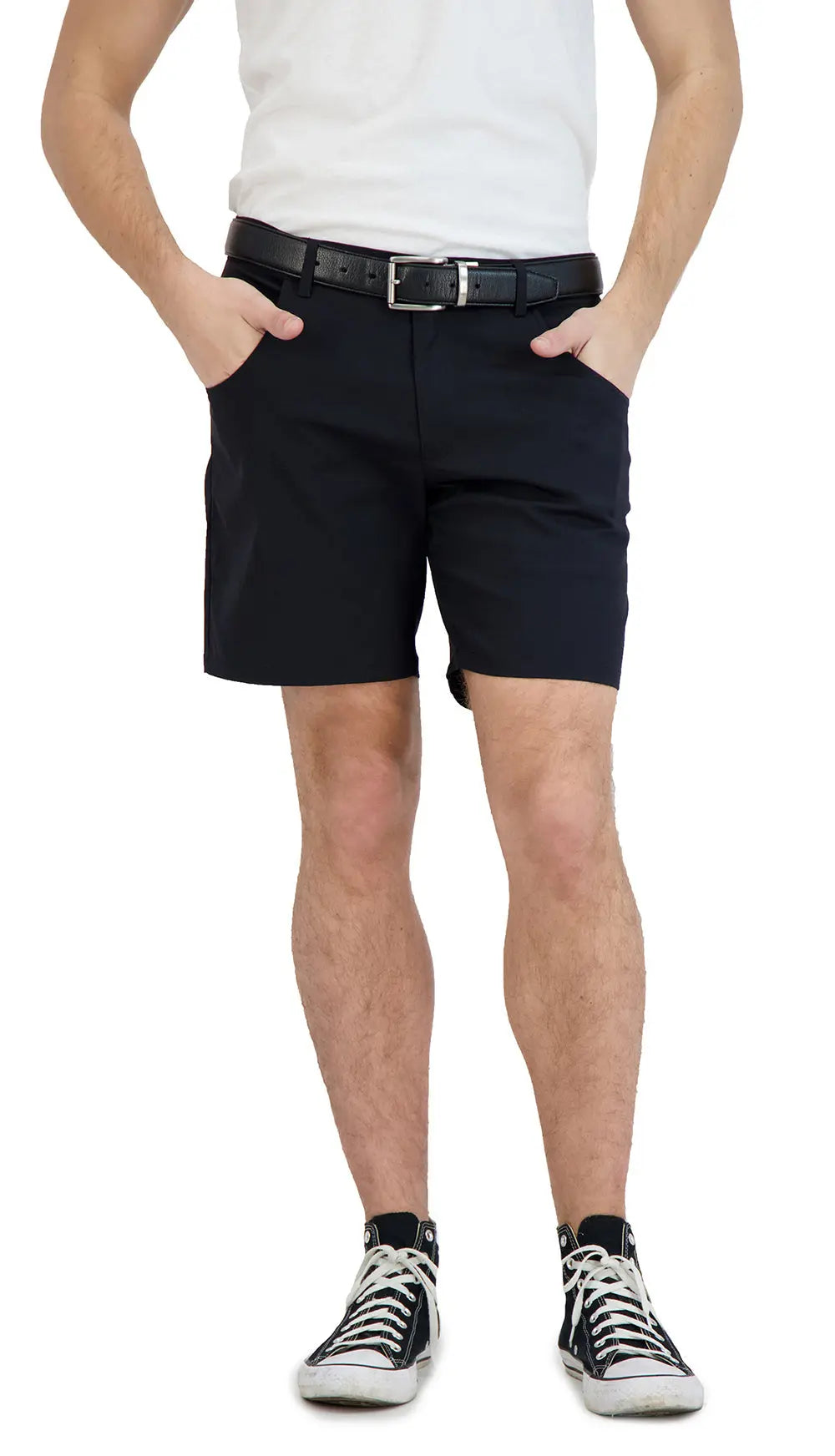 Everyday Stretch Shorts with a Comfortable Built-In Liner - Denim Style- Black LEVINAS® Official Shorts  MagnoliaCottonCo.