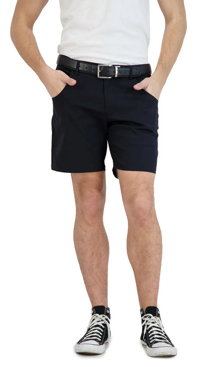 Everyday Stretch Shorts with a Comfortable Built-In Liner - Denim Style- Black LEVINAS® Official Shorts  MagnoliaCottonCo.