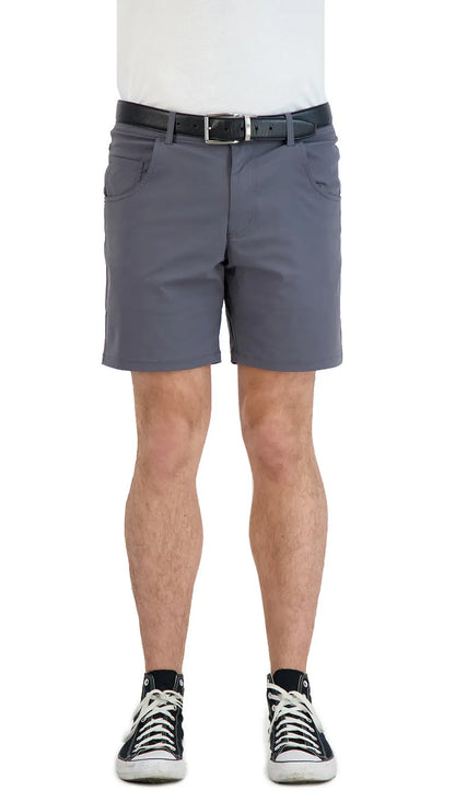 Everyday Stretch Shorts with a Comfortable Built-In Liner - Denim Style- Grey LEVINAS® Official Shorts  MagnoliaCottonCo.