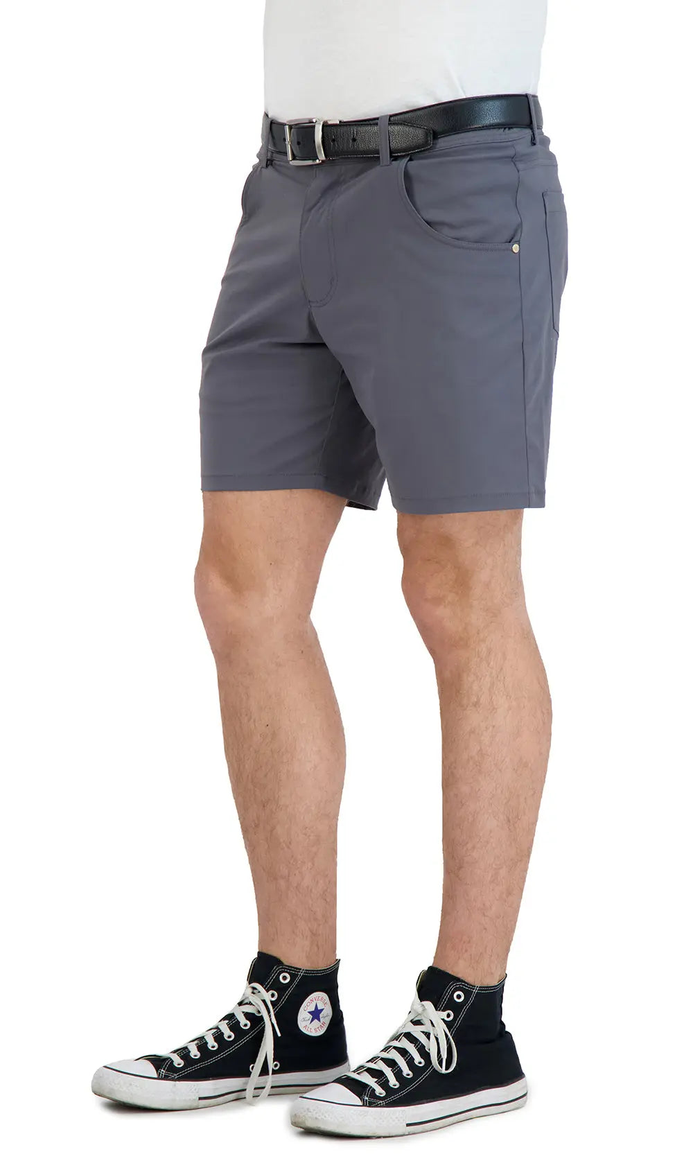 Everyday Stretch Shorts with a Comfortable Built-In Liner - Denim Style- Grey LEVINAS® Official Shorts  MagnoliaCottonCo.