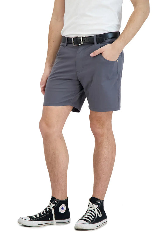 Everyday Stretch Shorts with a Comfortable Built-In Liner - Denim Style- Grey LEVINAS® Official Shorts  MagnoliaCottonCo.