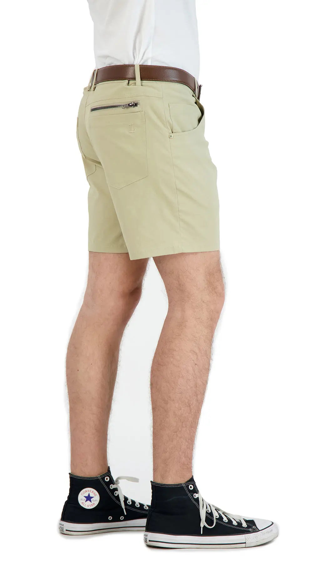Everyday Stretch Shorts with a Comfortable Built-In Liner- Denim Style- Khaki LEVINAS® Official Shorts  MagnoliaCottonCo.
