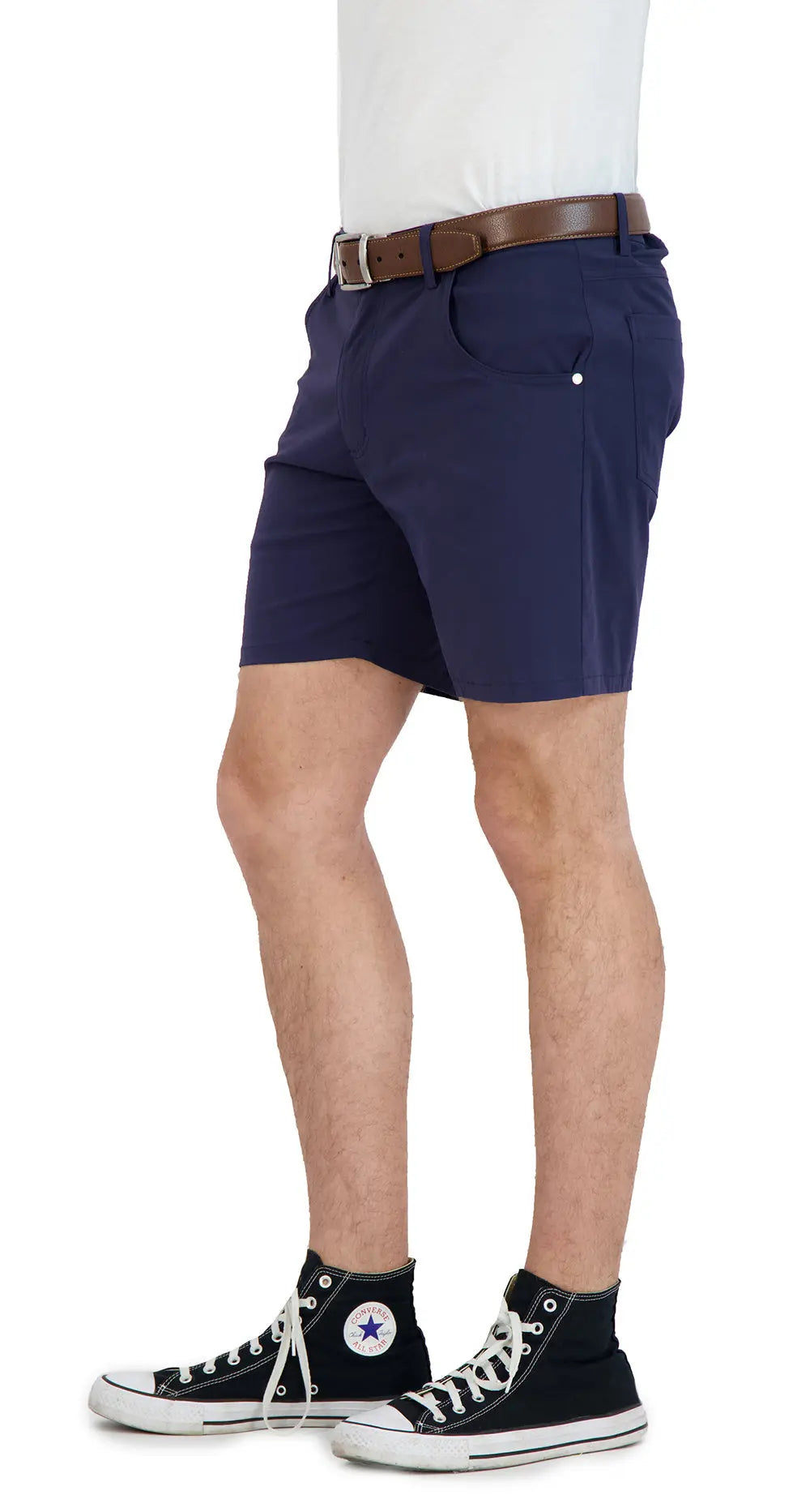 Everyday Stretch Shorts with a Comfortable Built-In Liner- Denim Style- Navy LEVINAS® Official Shorts  MagnoliaCottonCo.