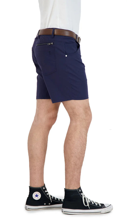 Everyday Stretch Shorts with a Comfortable Built-In Liner- Denim Style- Navy LEVINAS® Official Shorts  MagnoliaCottonCo.