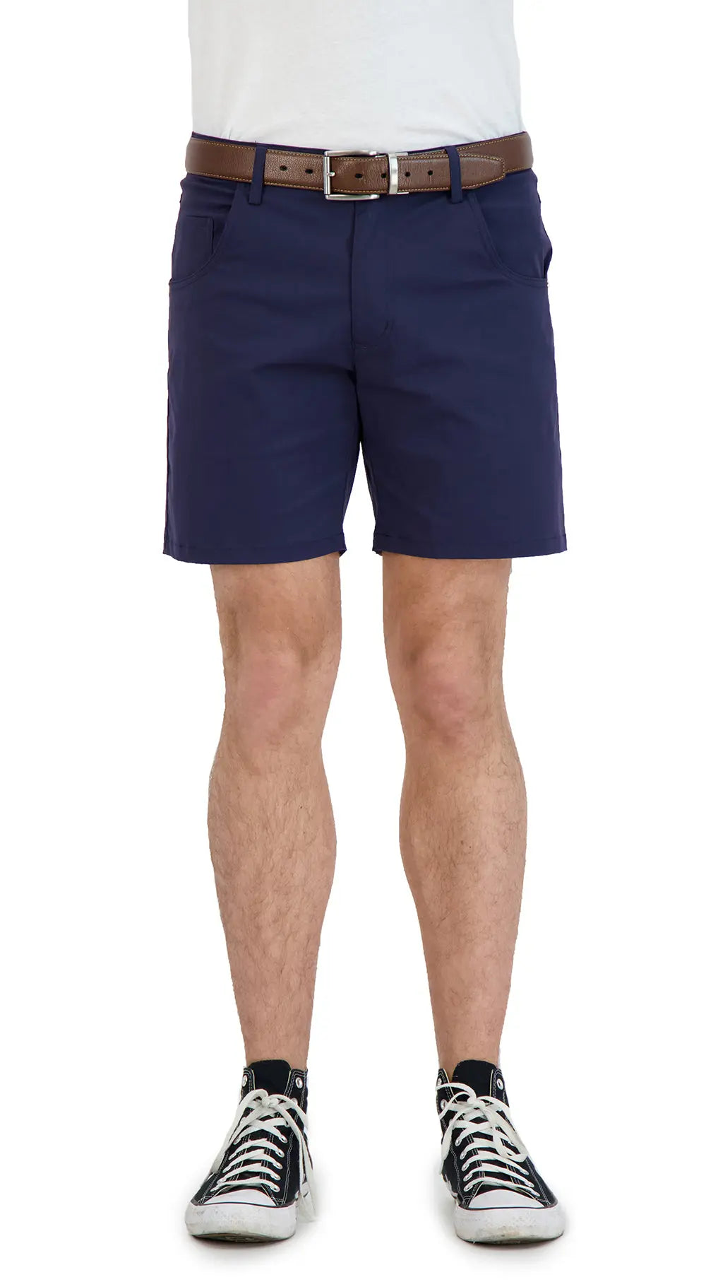 Everyday Stretch Shorts with a Comfortable Built-In Liner- Denim Style- Navy LEVINAS® Official Shorts  MagnoliaCottonCo.