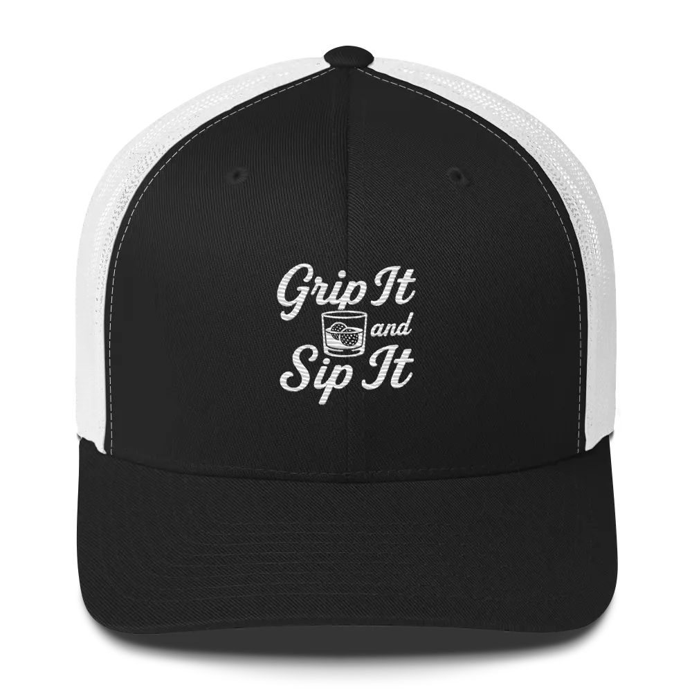Grip It and Sip It Trucker Hat – Classic Golf Style with a Twist LXIX GOLF CLUB Hats 32.00 MagnoliaCottonCo. Black/ White