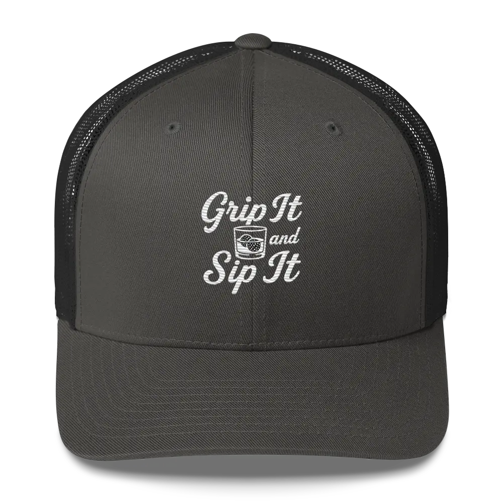 Grip It and Sip It Trucker Hat – Classic Golf Style with a Twist LXIX GOLF CLUB Hats 32.00 MagnoliaCottonCo. Charcoal