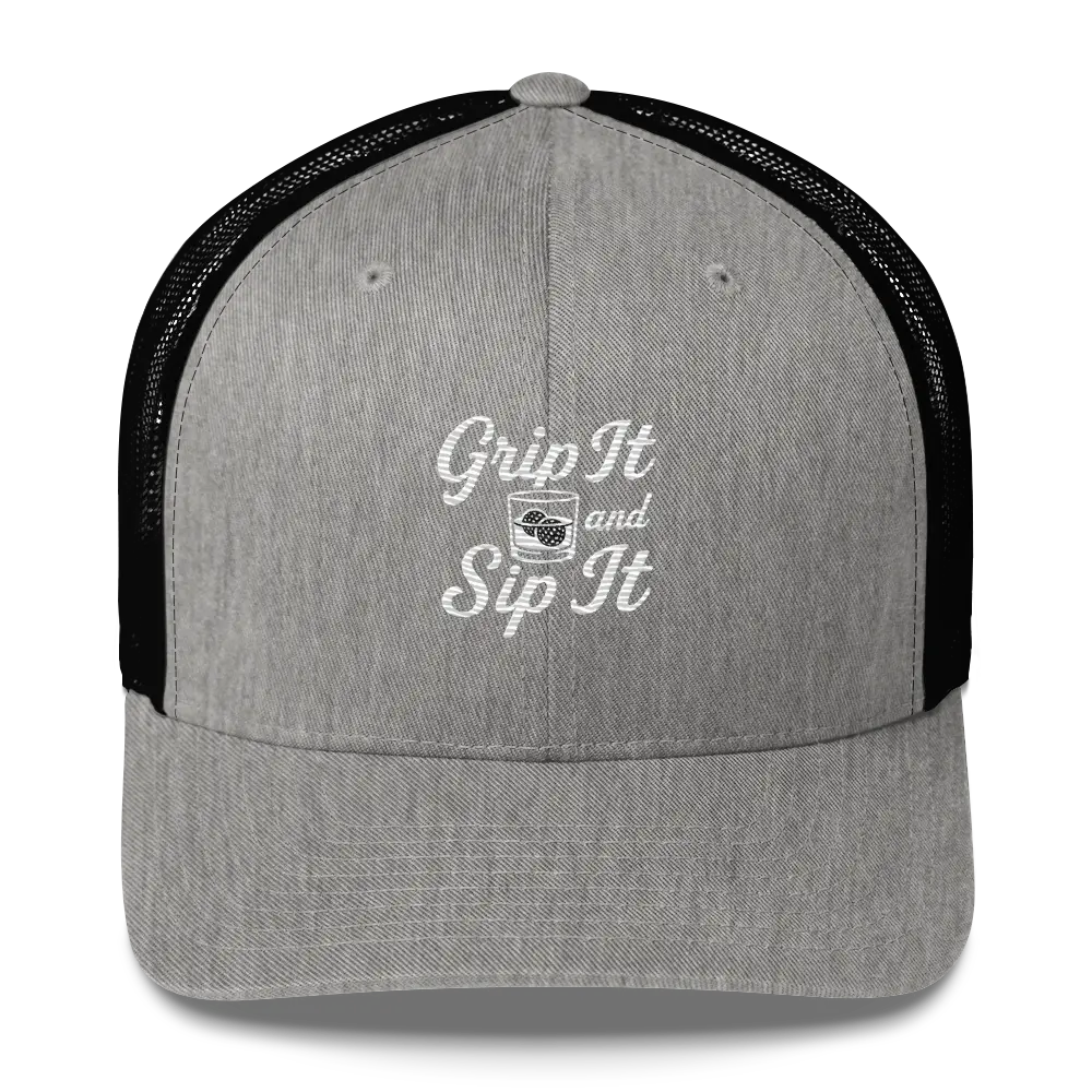 Grip It and Sip It Trucker Hat – Classic Golf Style with a Twist LXIX GOLF CLUB Hats 32.00 MagnoliaCottonCo. Heather/ Black
